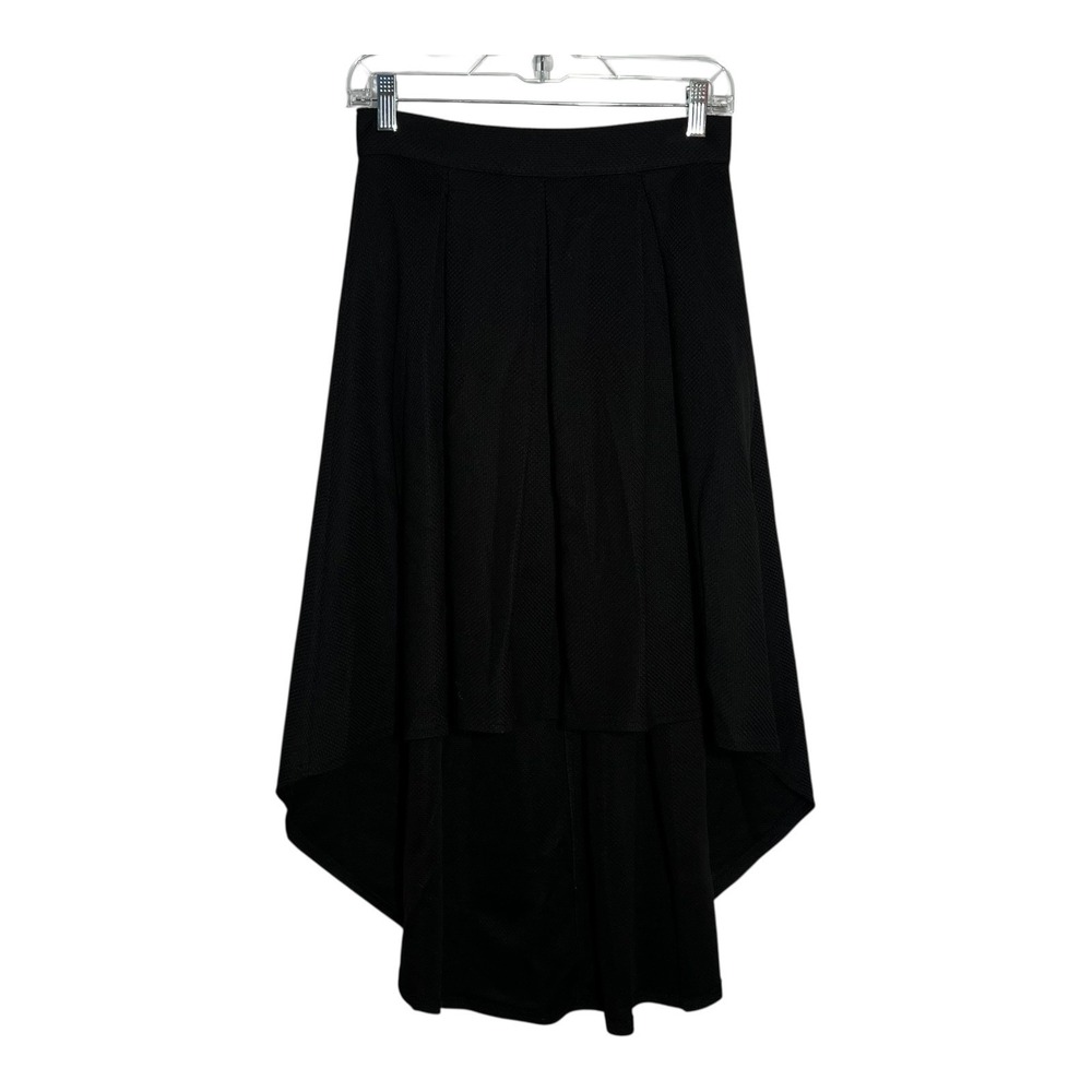 She + Sky Black‎ High Low Skirt Women's Size M Gold Zipper Career Party